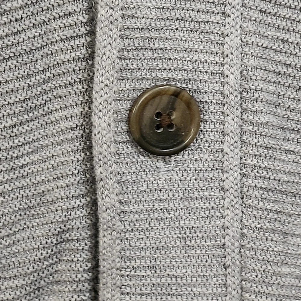 Banana Republic Cardigan Sweater Men's L Gray Supima Cotton Shawl Collar Button